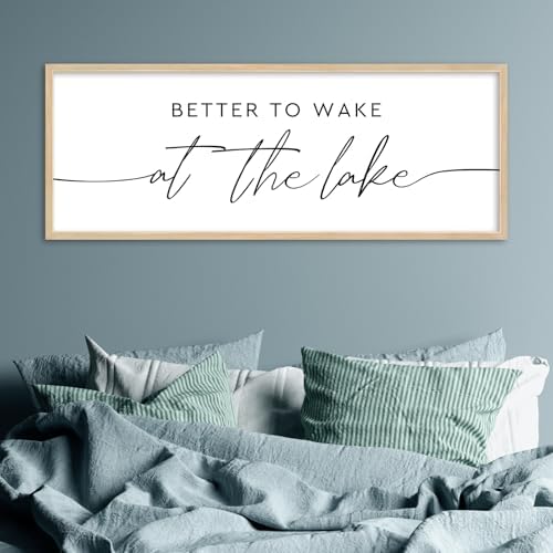 Better To Wake At The Lake Sign Above Bed Wall Decor, 40"×15" Wood - Image 3