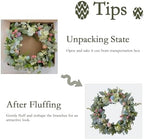 Easter Wreaths for Front Door, 20 inch Easter Door Wreath Decorations with Eggs Lambs Ear Leaves, Artificial Spring Wreath with Hydrangeas Flowers for Home Wall Window Farmhouse Decor - Image 4
