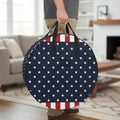 24 Inch Round Storage Bag 1 Pack,Independence Day Patriotic Stars on Blue Waterproof Wreath Storage Container with Handles&Zipper Red White Stripes Border Closet Organizer Bags Garland Box by Unknown