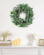 Summer Wreaths for Front Door, 24 in, Eucalyptus Leaf, White Berry - Image 3