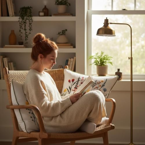 Embroidered Throw Pillow Covers 20x20 Pack of 2 Wildflower - Image 6