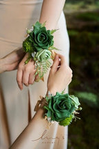 Ling's moment Fake Flowers Box, Faux Artificial Greenery Stems Foam Roses Gardenia Silk Lily Fabic Flower for Centerpieces Bouquet Wedding Vase Floral Decorations, Emerald & Gold, Grand Combo - Image 6