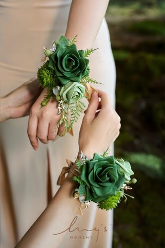 Ling's moment Fake Flowers Box, Faux Artificial Greenery Stems Foam Roses Gardenia Silk Lily Fabic Flower for Centerpieces Bouquet Wedding Vase Floral Decorations, Emerald & Gold, Grand Combo - Image 6