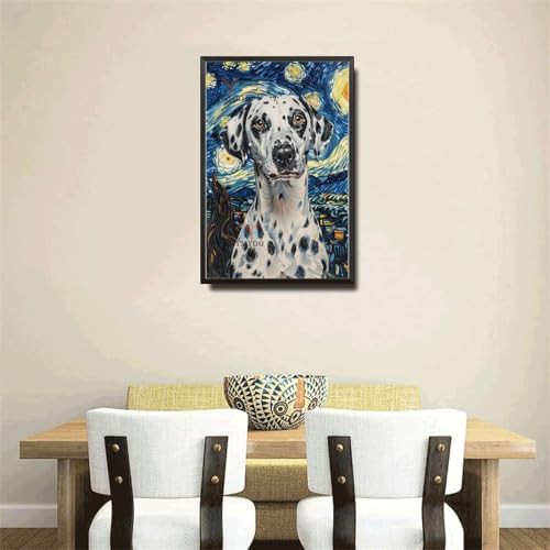 Metal Sign Vintage Tin Sign Dalmatian Starry Night Spots Dotted Dalmatian in Night for Home Fire Station and Seasonal Celebrations Rustproof Aluminum 8×12 Inches with Metal Frame - Image 4