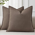 decorUhome Fall Brown Linen Throw Pillow Covers 20x20 Set of 2 by decorUhome