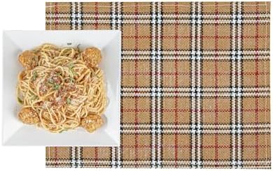 Restaurantware 16 x 12 Inch Dining Table Placemats Set Of 6 Rectangle Kitchen Table Mats - Vintage Style Easy To Clean Plastic Scotch Plaid Placemats Wipeable Durable by Restaurantware
