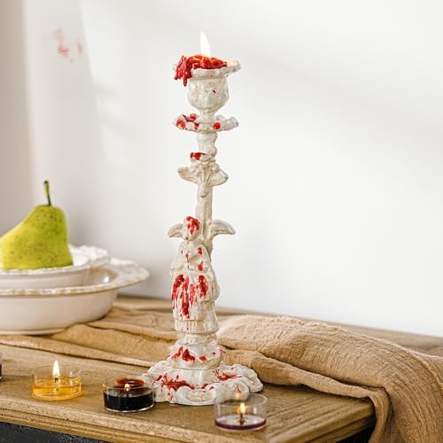 Sungmor Cast Iron Candle Holder, 10.2in White Noblewoman Figurine Design - Image 3