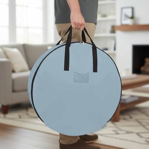 30 Inch Round Storage Bag 1 Pack,Blue Watercolor Waterproof Wreath Storage Container with Handles&Zipper Modern Minimalist Art Closet Organizer Bags Garland Box by Unknown