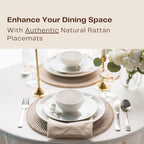4-Pack Rattan Placemats - 13-inch Round Placemats (Whitewash) - Woven Place Mats, Round Table Mats - Wicker Chargers for Dinner Plates, Plate Chargers Boho - Image 3