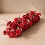 36inch Aisle Flower Garland, Red Rose and Peony, Chiffon Sheer Drape by Unknown