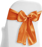 Lann's Linens - 100 Elegant Satin Wedding/Party Chair Cover Sashes/Bows - Ribbon Tie Back Sash - Orange by LannsLinens