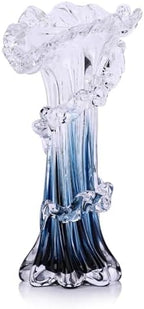 Hand Blown Blue Glass Vase, Unique Art Beautiful Ocean Glass Vase for Coastal Home Decor, Coffee Table, Living Room, Office Decor - 9.8" H (Medium) by oliruim