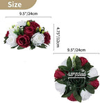 NUPTIO Flower Wedding Centrepieces for Tables - 6 Pcs 9.5in Diameter Burgundy & White Artificial Flowers Rose Ball for Centerpieces Table - Fake Rose Arrangements for Weddings Birthday Party Decor - Image 5
