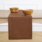 Solino Home 100% Linen Table Runner Brown, Classic Hemstitch 14 x 120 in by SolinoHome