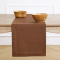 Solino Home 100% Linen Table Runner Brown, Classic Hemstitch 14 x 108 in by SolinoHome