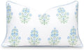 Hofdeco Premium Coastal Patio Indoor Outdoor Lumbar Pillow Cover Only, 12"x20" Water Repellent for Backyard, Couch, Baby Blue Green Floral with Piping by HofdecoPremium