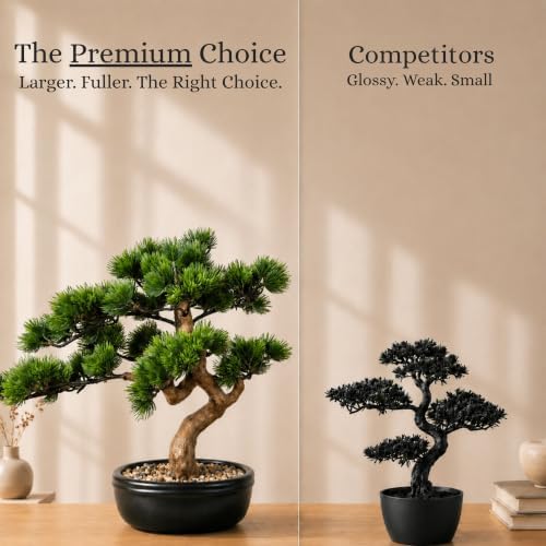 Artificial Bonsai Tree 16" Tall with Realistic Wood and Ceramic Pot, Fake Plants for Home, Bedroom and Office Desk, Japanese Decor - Image 6