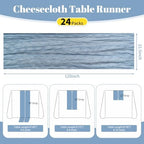 24 Pack Dusty Blue 10Ft Cheesecloth Table Runner - Image 2