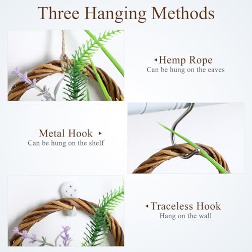 DOITOOL 2PCS Woven Hanging Wall Basket Rattan Wall Planter, Wicker Handmade Baskets Rustic Flower Pots Plant Containers for Garden Home Storage Flowers Hanging Planters - Image 4