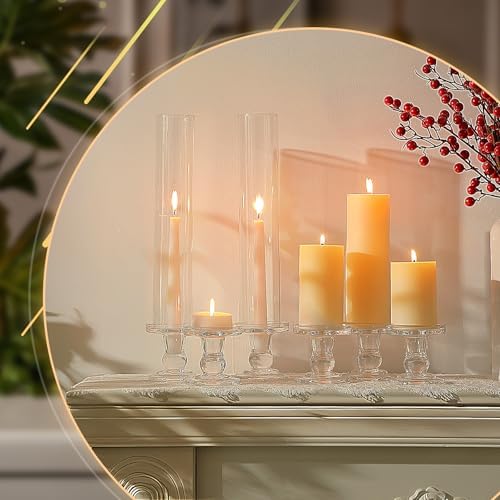 Teenyyou 36 Set Glass Hurricane Pillar Candle Holders Candlestick 12.6" - Image 6