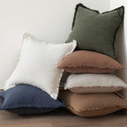 MIULEE Boho Linen Fringe Decorative Throw Pillow Covers Rifle Green 20x20 - Image 6
