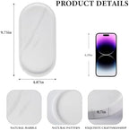 Koville White Marble Oval Tray for Bathroom Countertop, 10" x 5" Natural Marble Vanity Trays, Stone Perfume Organizer Tray for Decor, Jewelry Dish Perfume Trays for Dresser - Image 2