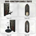 Gothic Wall Candle Sconces Set of 2, Snake and Moon Iron Wall Mounted Candelabra Holder with Removable Trays for Taper & Pillar Candles, Natural Aesthetic Boho Art Hanging Design Decor - Image 4