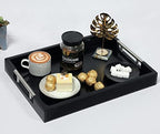 Serving Tray with Polished Metal Handles, 16.5''x12'' Rectangle Coffee Table Tray, Modern Decorative Tray, Large Ottoman Tray, Perfect for Storage and Display (Black) - Image 6