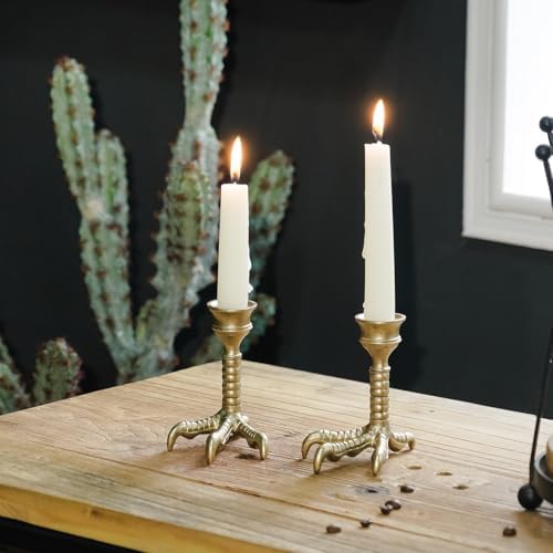 NIKKY HOME Gold Claw Foot Taper Candle Holders Set of 2, Gothic Decor - Image 2