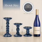 Candeldo Wood Candle Holder for Pillar, Navy Blue Coastal Decoration - Image 3