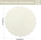 Linen Cotton Placemats Set of 4 Scalloped Flower Embroidery Place Mats 15'' Natural Linen Texture Fabric Machine Washable Table Mats for Restaurant Kitchen,Table Decor(Butter Yellow) - Image 2