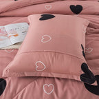 Caressma Pink Comforter Set Queen Size Black Heart 3pcs with Pillowcase - Image 6