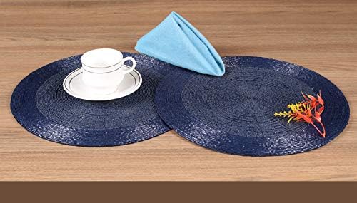 Lightnpro Handmade Beaded Placemats Set of 4 – 13 Inch Round Navy Charger Mats | Handcrafted Artisan Table Accessories, Elegant Decorative Dining Table Décor for Weddings, Holidays & Parties - Image 3