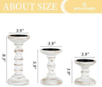 Romadedi Wood Candle Holders for Pillar, Whitewashed, Set of 3 - Image 3