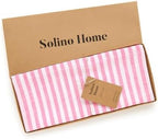 Solino Home 100% Pure Linen Table Runner, 14 x 108 in, Pink, Amalfi Stripe - Image 5