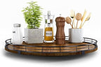 AMH 16-Inch Farmhouse Oak Lazy Susan Organizer, Walnut Finish by AMH