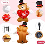 AerWo 4 FT Valentines Day Outdoor Decoration Inflatable Teddy Bear with Love Heart, Valentines Blow Up Yard Decorations with Build-in LED Lights Sweet Valentines Gift for Home Wedding Party Décor - Image 3
