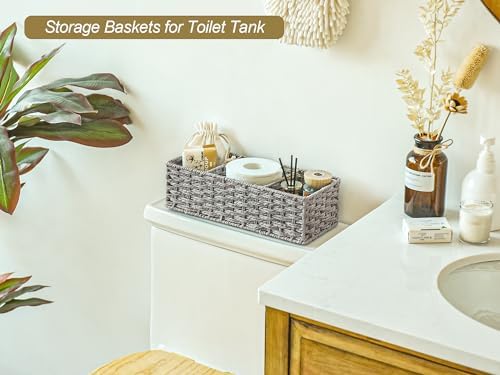 StorageWorks Toilet Paper Basket, Paper Rope Woven Toilet Tank Basket, Gray - Image 7