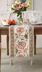 ISAENNE Designer Vintage Linen Table Runner,87"x12"-Daffy B - Image 4