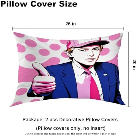 Batmerry American President Man Pillowcases, Smile Thumbs-Up Pink Spot Background Decorative Bed Pillow Cover with Hidden Zipper Soft Blended for Hair and Skin 20X26 in - Image 4