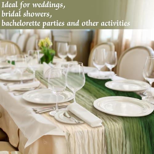 Remagr 12 Pcs Gradient Green Cheesecloth Gauze Table Runners - Image 6