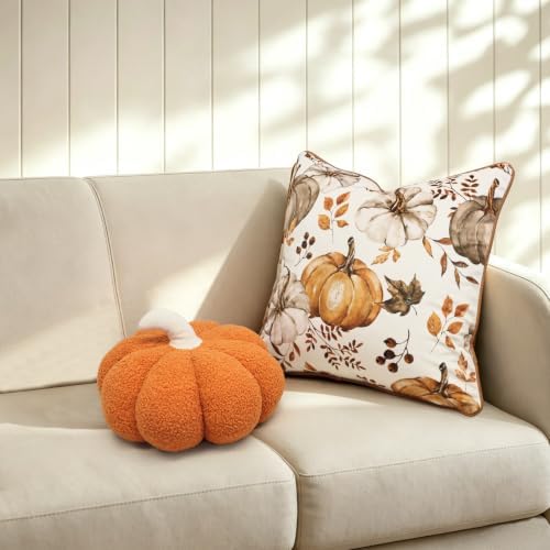 Fall Pumpkin Pillow Covers Set of 2,20x20 Inch,Brown - Image 4
