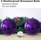 Purple 8.0" Extra Large Christmas Ornaments - Christmas Tree Decoration Balls Shatterproof Hanging Shiny Balls for Birthday Holiday Wedding Decorations Set of 2pcs - Image 3