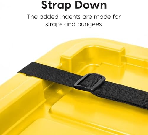 IRIS USA 8-Pack 27 Gallon Storage Bins with Lids |Made in USA| Heavy Duty Plastic Tote Containers for Truckbed Tool Box Organization, Large - Black/Yellow - Image 6