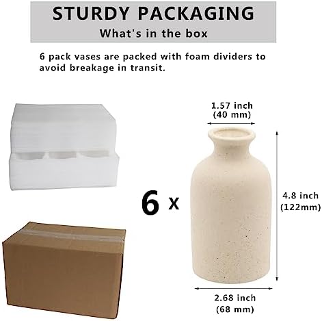 YANLING 6 Pack Small Vase for Flowers, 5 inch Modern Ceramic Vases - Image 2
