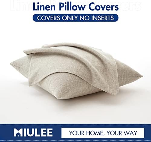 MIULEE 24x24 Inch Pack of 2 Decorative Linen Burlap Textured Euro Pillow Covers Farmhouse Boho Accent Pillowcases Spring Home Decor for Couch Sofa Bedroom Living Room Taupe - Image 6