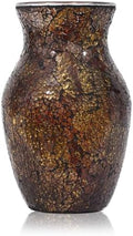 Mosaic Glass Vase, 8" H, Beautiful Mosaic Brown Glod Vase for Living Room Bedroom Bouquets, Handmade, Home Decor, Brown Glod by Faticdorr