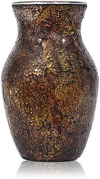 Mosaic Glass Vase, 8" H, Beautiful Mosaic Brown Glod Vase for Living Room Bedroom Bouquets, Handmade, Home Decor, Brown Glod by Faticdorr
