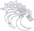126 LED Star Lights, Battery Powered Twinkle Star Moon Fairy Lights, Curtain String Lights for Ramadan Window Wedding Garden Christmas Decoration, with 2 Lighting Modes by Haofy