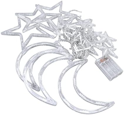 126 LED Star Lights, Battery Powered Twinkle Star Moon Fairy Lights, Curtain String Lights for Ramadan Window Wedding Garden Christmas Decoration, with 2 Lighting Modes by Haofy